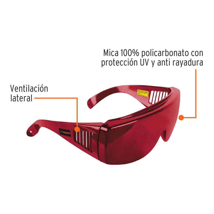 Lentes de seguridad para láser rojo, Truper Caja con 2, 10757