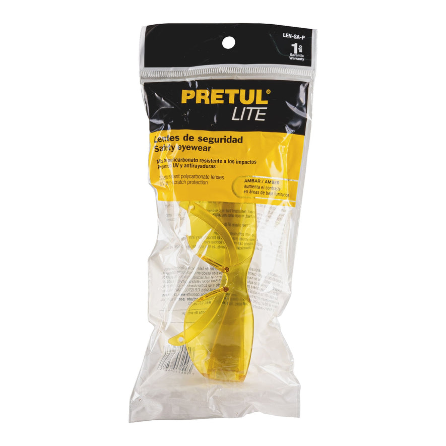 Lentes de seguridad ámbar, Pretul Lite Caja con 6, 20403