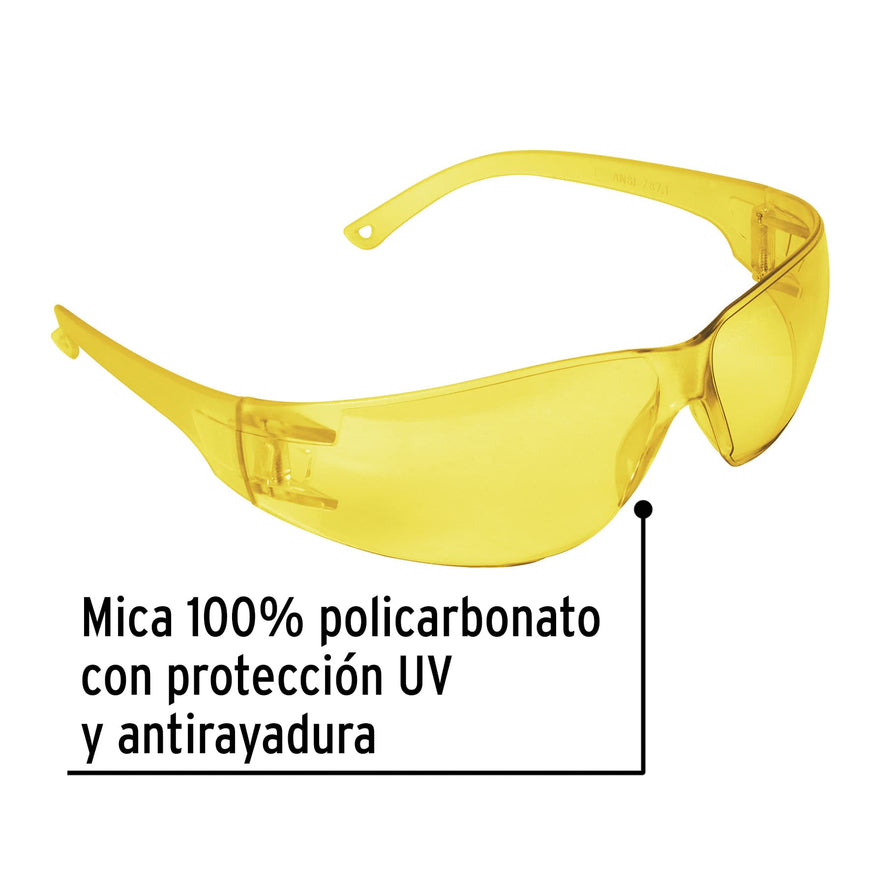 Lentes de seguridad ámbar, Pretul Lite Caja con 6, 20403
