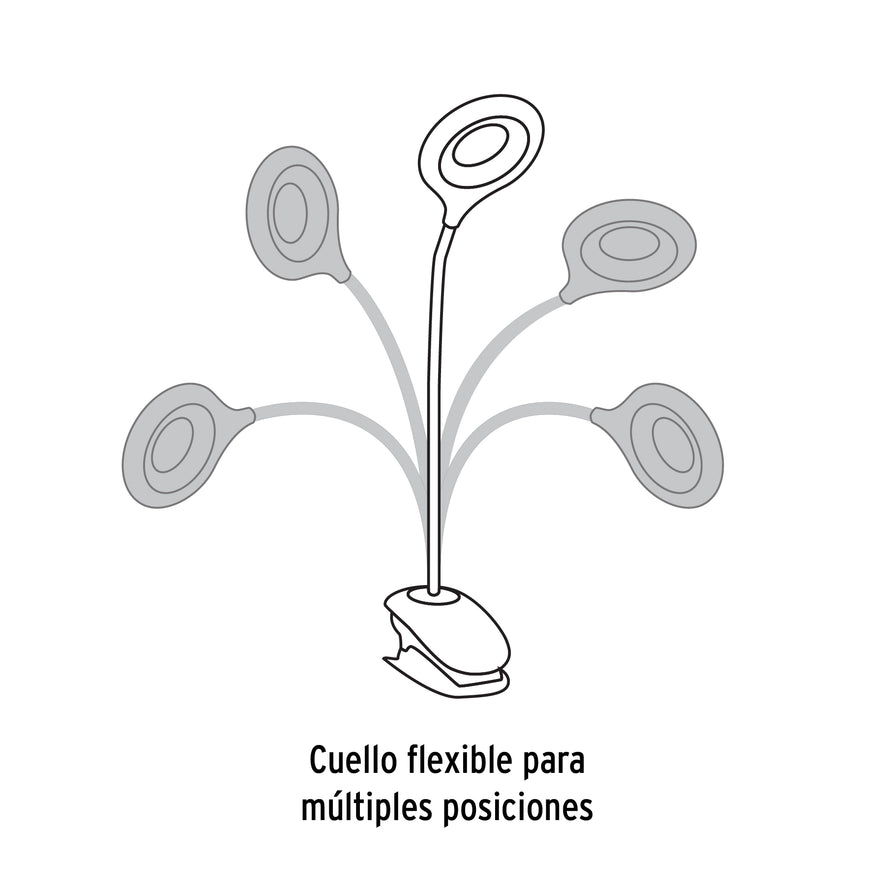 Lámpara escritorio LED 4 W recargable c/clip, 3 intensidades Caja con 2, 49201