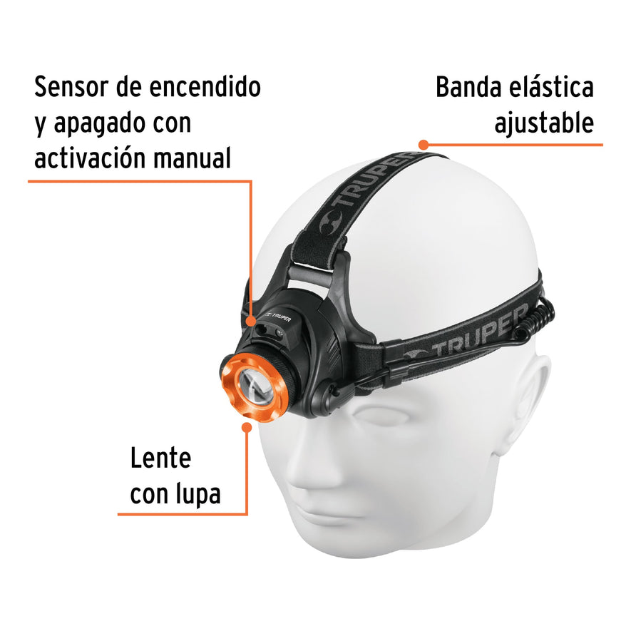 Linterna de minero LED 300 lm, recargable, TRUPER EXPERT Caja con 2, 12890