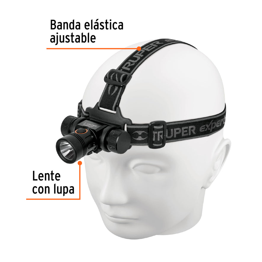 Linterna de minero LED 500 lm, recargable, TRUPER EXPERT, 18435