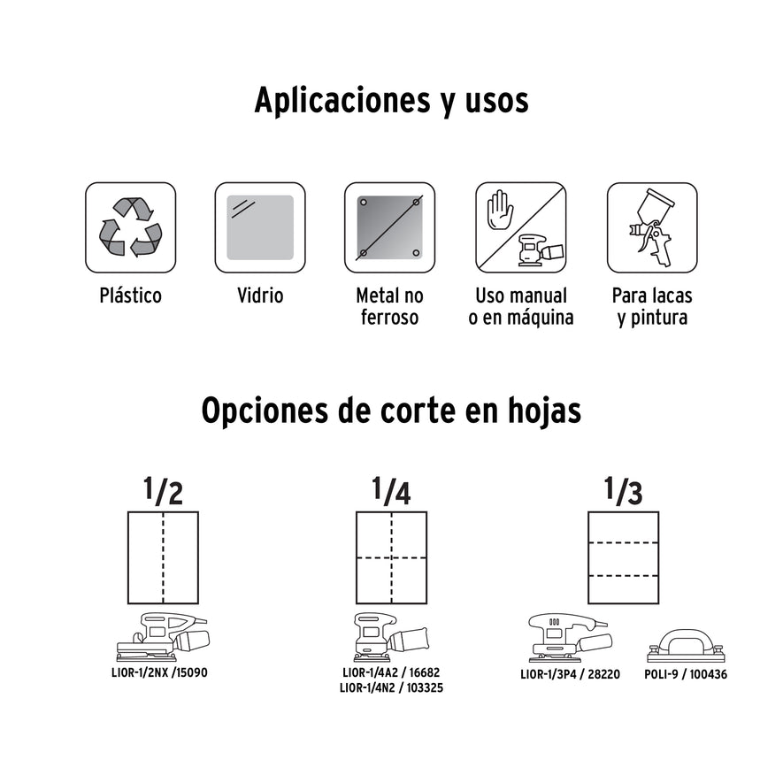 Lija de agua grano 1500 microfina carburo de silicio, Truper Caja con 25, 11647