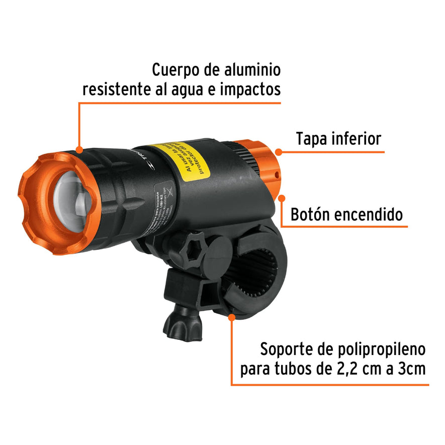 Linterna delantera para bicicleta, 140 lm, recargable Caja con 4, 16796