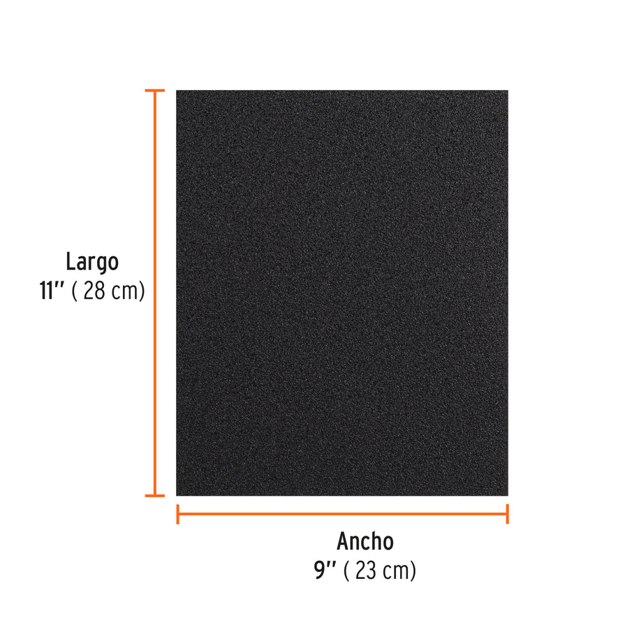 Lija de esmeril negra grano 50 de óxido de aluminio, Truper Caja con 25, 11601