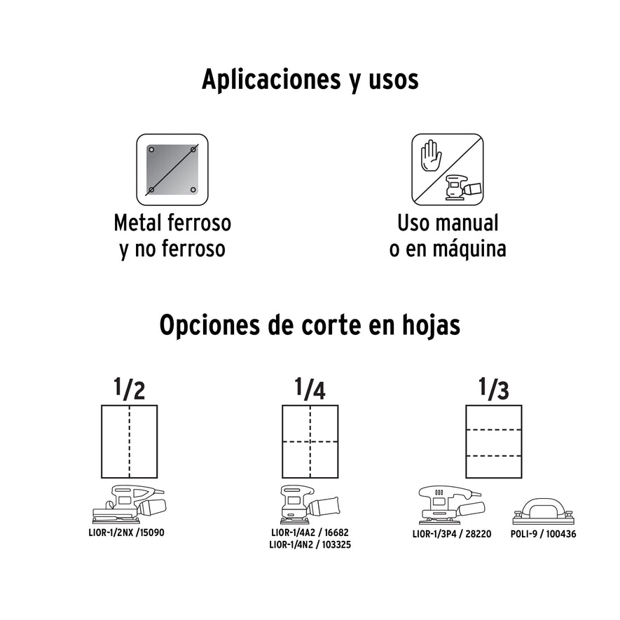 Lija de esmeril negra grano 80 de óxido de aluminio, Truper Caja con 25, 11602