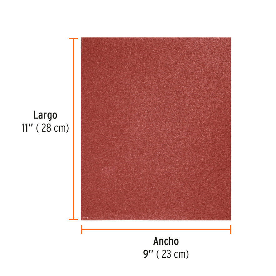 Lija de esmeril roja grano 120 de óxido de aluminio, Truper Caja con 25, 11643