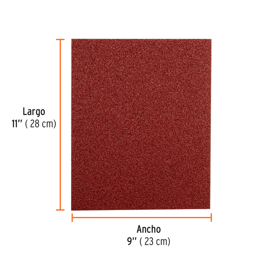 Lija de esmeril roja grano 40 de óxido de aluminio, Truper Caja con 25, 11644