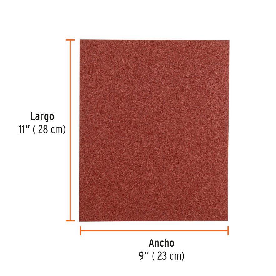 Lija de esmeril roja grano 80 de óxido de aluminio, Truper Caja con 25, 11642