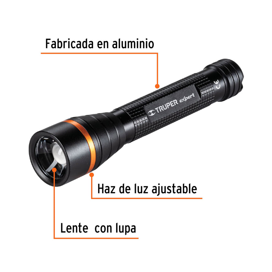 Linterna de aluminio LED Cree 235 lm con 2 pilas AA, Truper Caja con 6, 18800