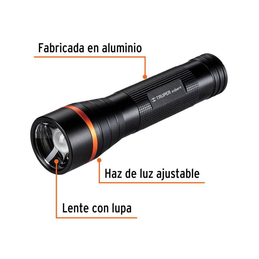 Linterna de aluminio LED Cree 500 lm con 2 pilas D, Truper Caja con 4, 18813