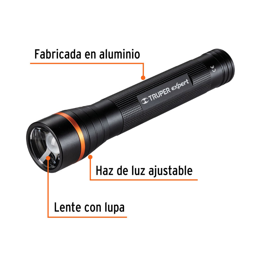 Linterna de aluminio LED Cree 850 lm con 3 pilas D, Truper, 18814