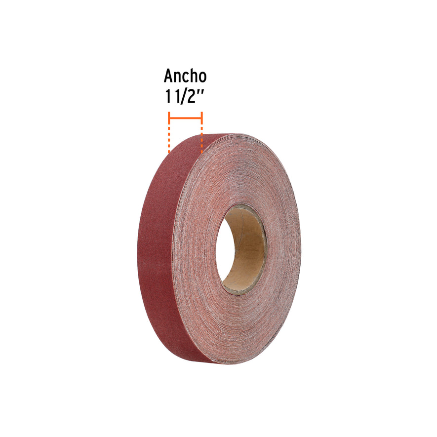 Rollo de 45 m de lija para plomero grano 120 ancho 1-1/2', 11663