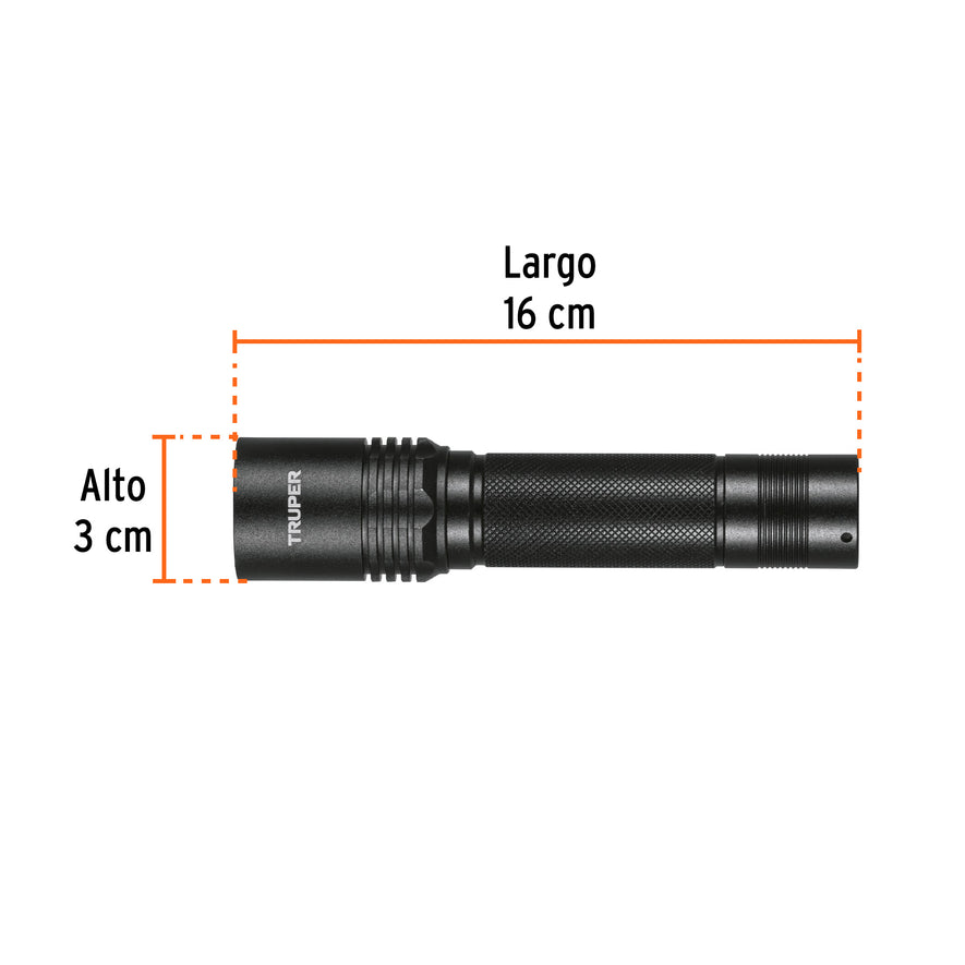 Linterna LED recargable, de aluminio, 340 lm, TRUPER Caja con 6, 101381