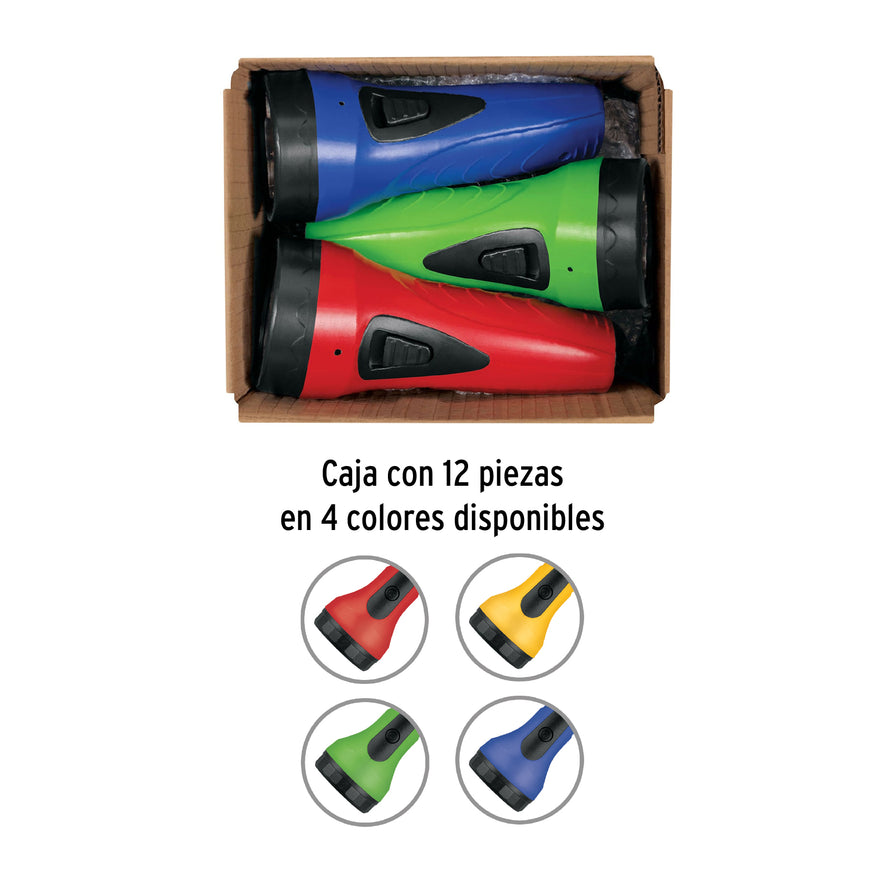 Linterna plástica de LED, 60 lm, recargable a granel, PRETUL Caja con 12, 28021