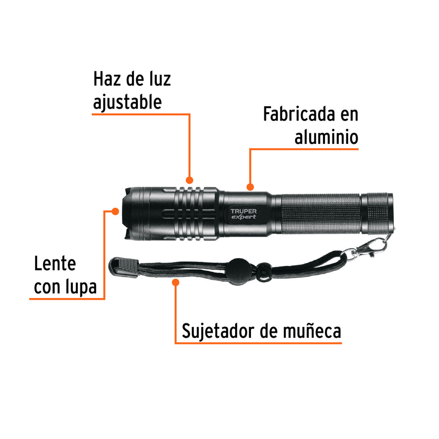 Linterna LED recargable, de aluminio, 500 lm, TRUPER EXPERT Caja con 2, 16777