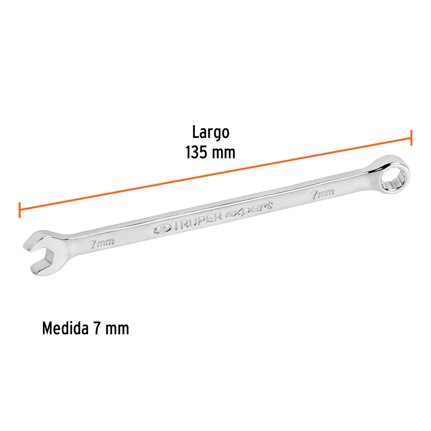 Llave combinada extralarga 7 mm x 135 mm de largo, Expert Caja con 6, 15611