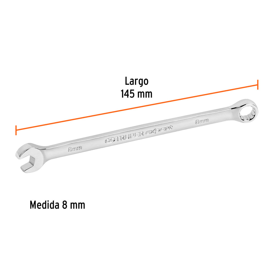 Llave combinada extralarga 8 mm x 145 mm de largo, Expert Caja con 6, 15612