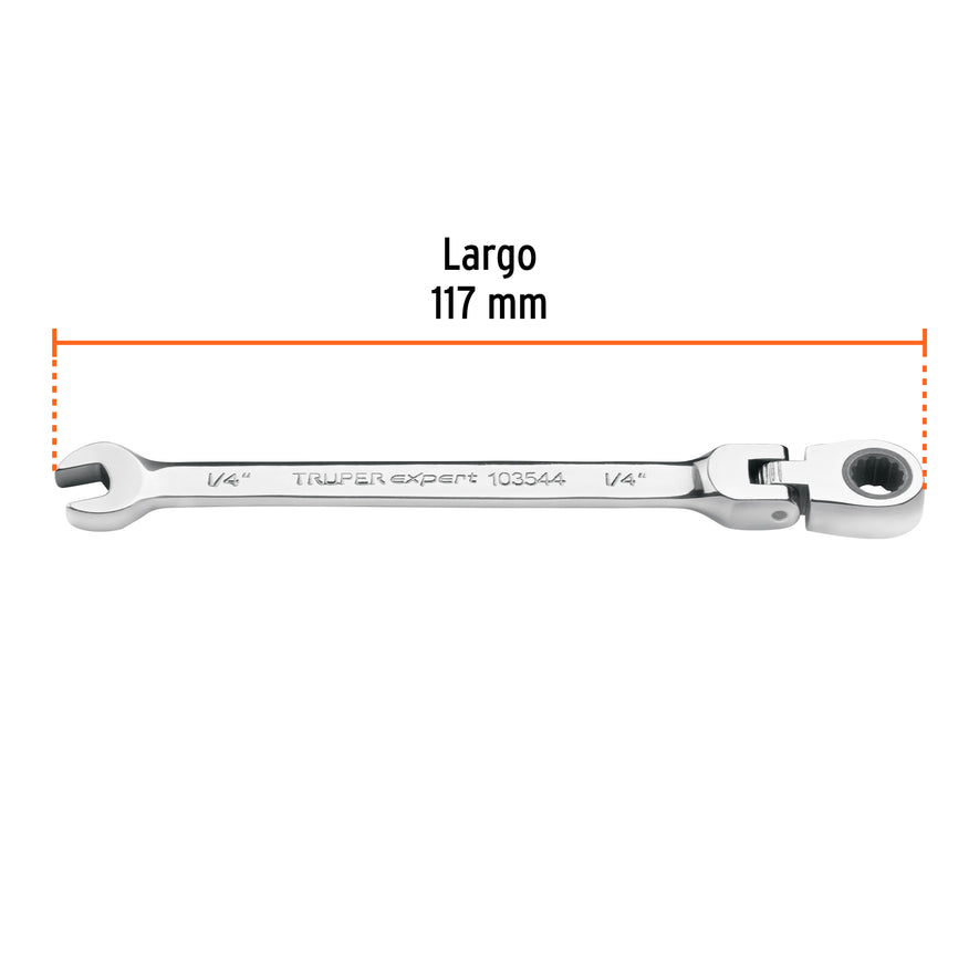 Llave combinada con matraca 1/4' flexible, Expert Caja con 3, 103544