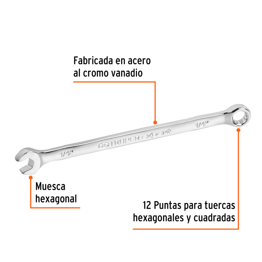 Llave combinada extralarga 1/4' x 125 mm de largo, Expert Caja con 6, 15590