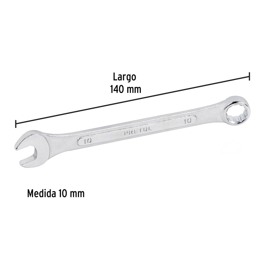 Llave combinada 10 mm x 140 mm de largo, Pretul Caja con 12, 21904