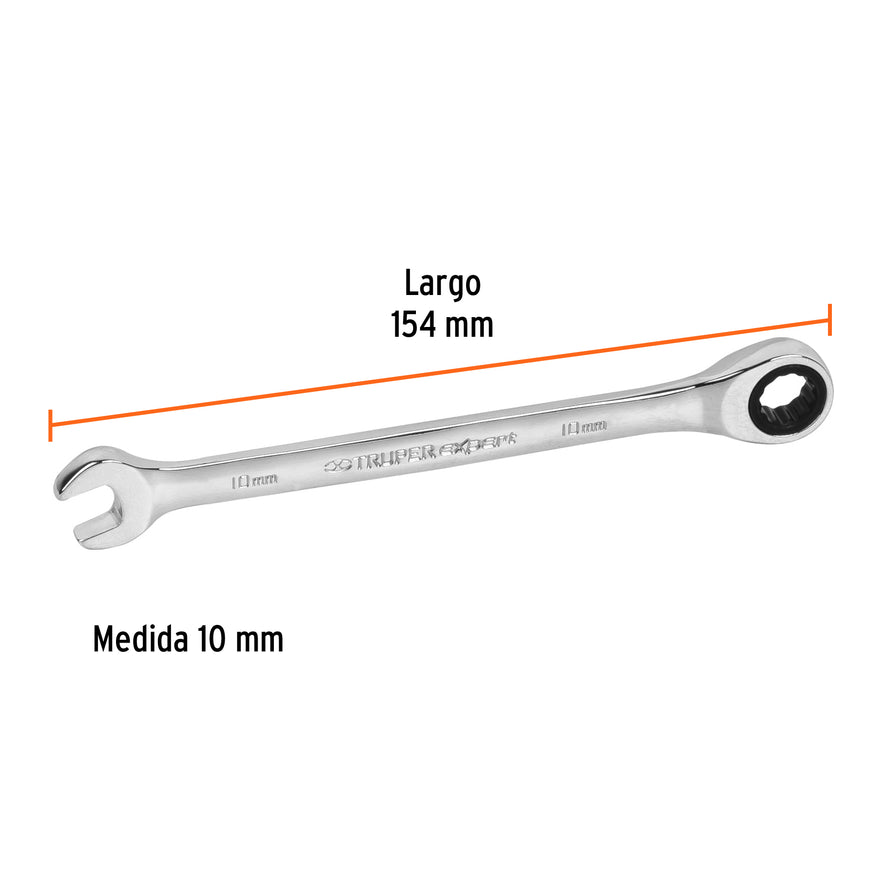 Llave combinada con matraca 10 mm x 154 mm largo, Expert Caja con 3, 15743