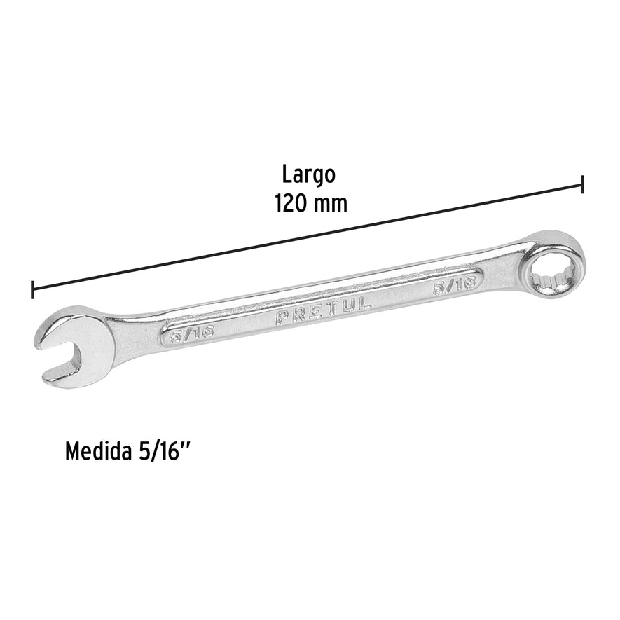 Llave combinada 5/16' x 120 mm de largo, Pretul Caja con 12, 21881