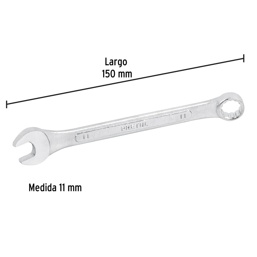 Llave combinada 11 mm x 150 mm de largo, Pretul Caja con 12, 21905