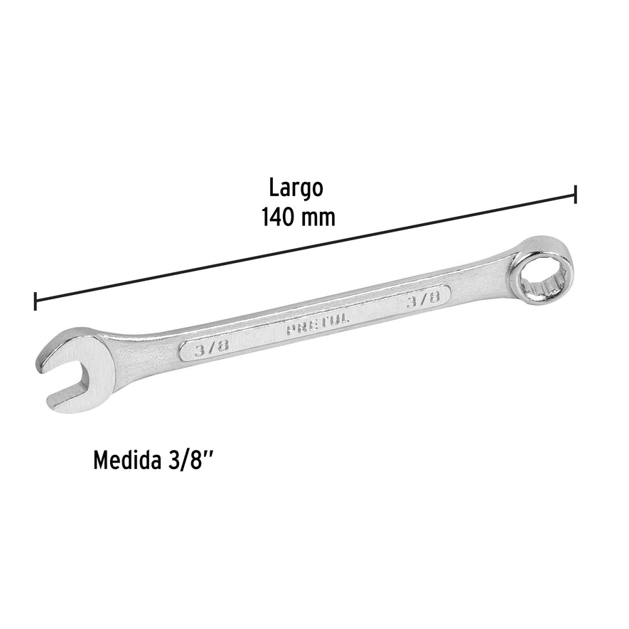 Llave combinada 3/8' x 140 mm de largo, Pretul Caja con 12, 21882