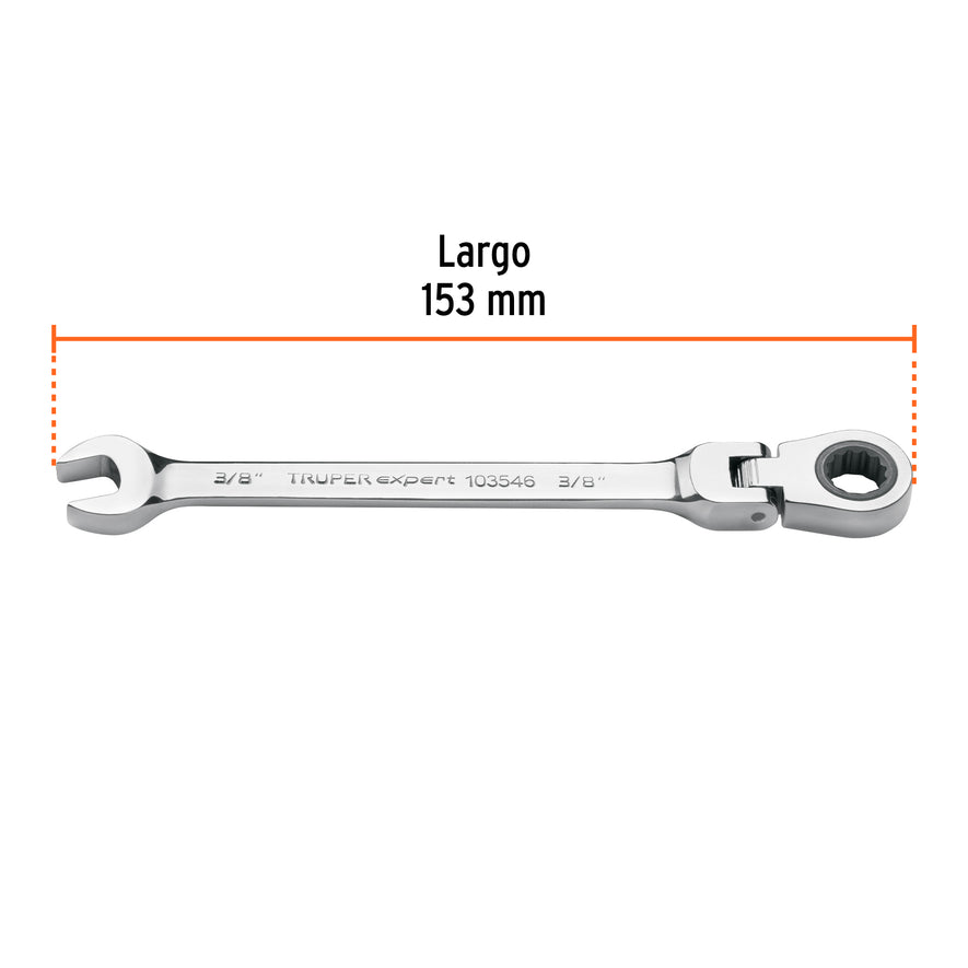 Llave combinada con matraca 3/8' flexible, Expert Caja con 3, 103546