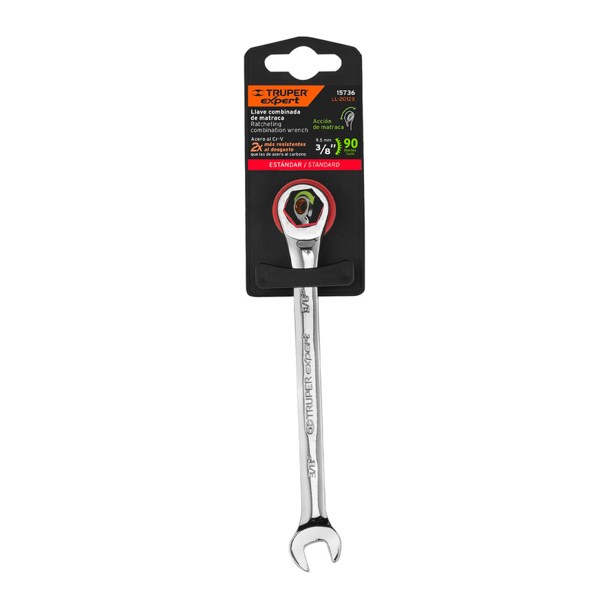 Llave combinada con matraca 3/8' x 153 mm largo, Expert Caja con 3, 15736