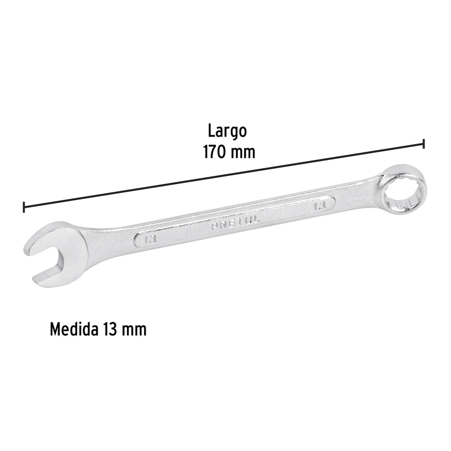 Llave combinada 13 mm x 170 mm de largo, Pretul Caja con 12, 21907