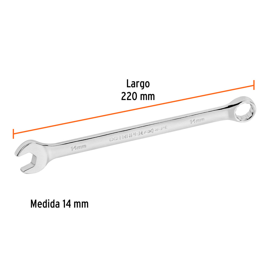 Llave combinada extralarga 14 mm x 220 mm de largo, Expert Caja con 6, 15618