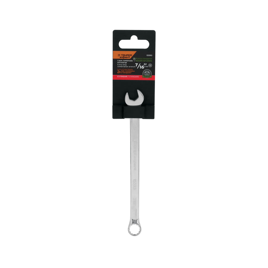Llave combinada extralarga 7/16' x 183 mm de largo, Expert Caja con 6, 15593