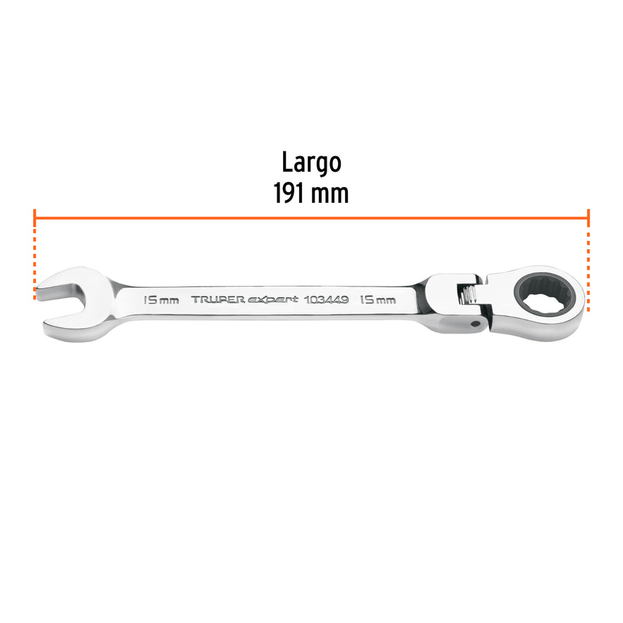 Llave combinada con matraca 15 mm flexible, Expert Caja con 3, 103449