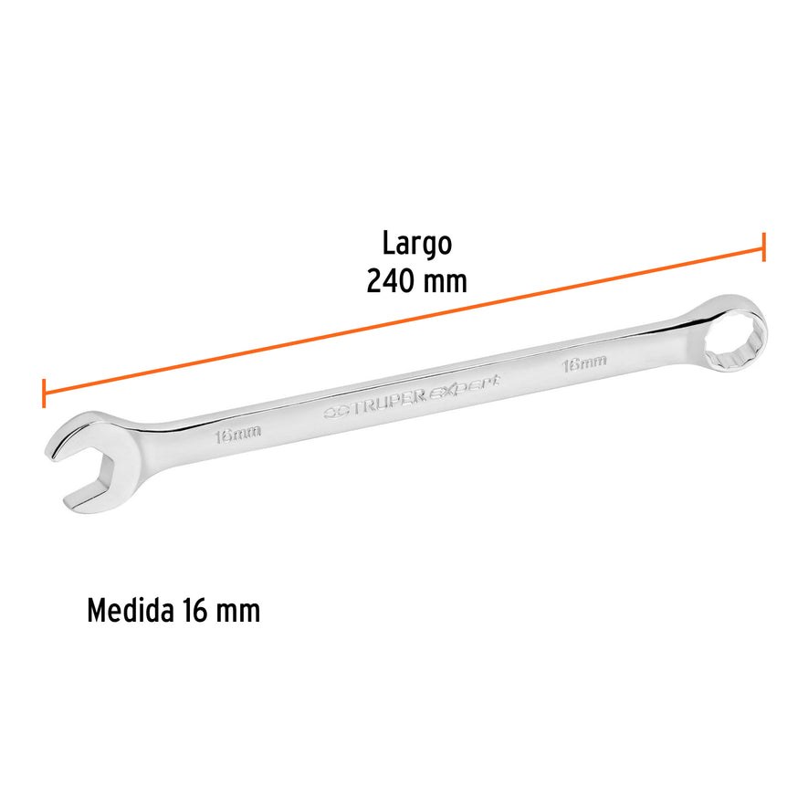 Llave combinada extralarga 16 mm x 240 mm de largo, Expert Caja con 6, 15620