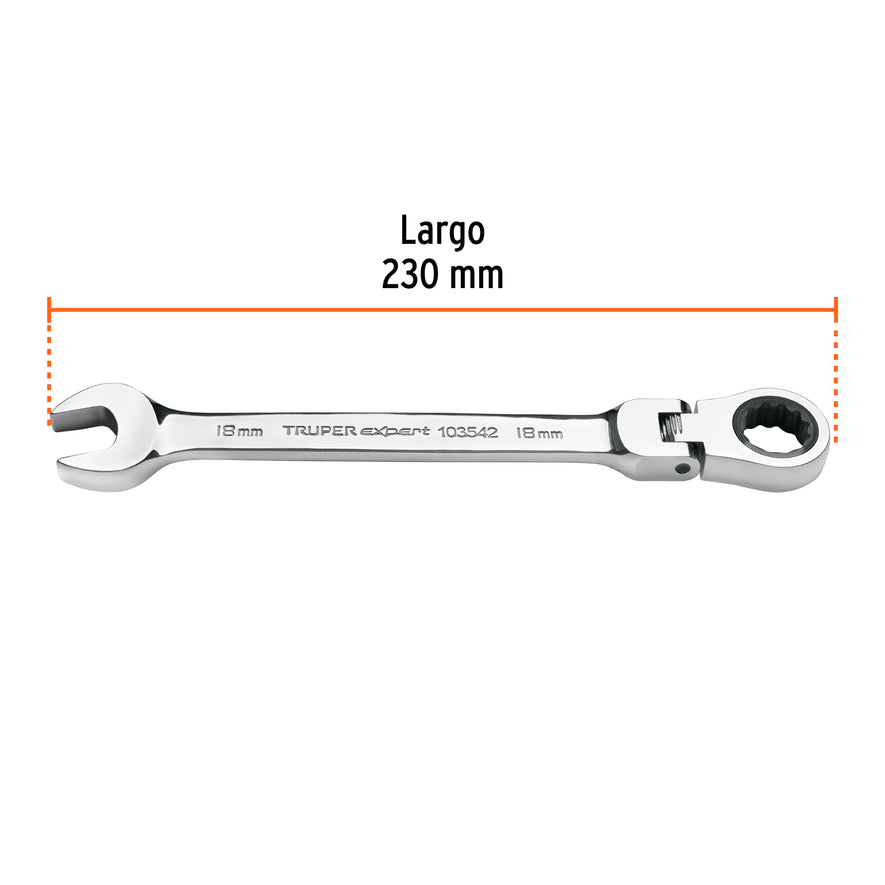 Llave combinada con matraca 18 mm flexible, Expert Caja con 3, 103542