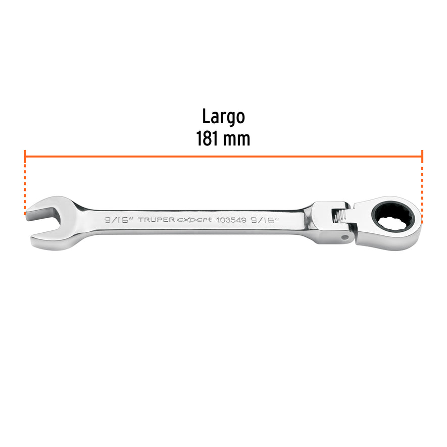Llave combinada con matraca 9/16' flexible, Expert Caja con 3, 103549