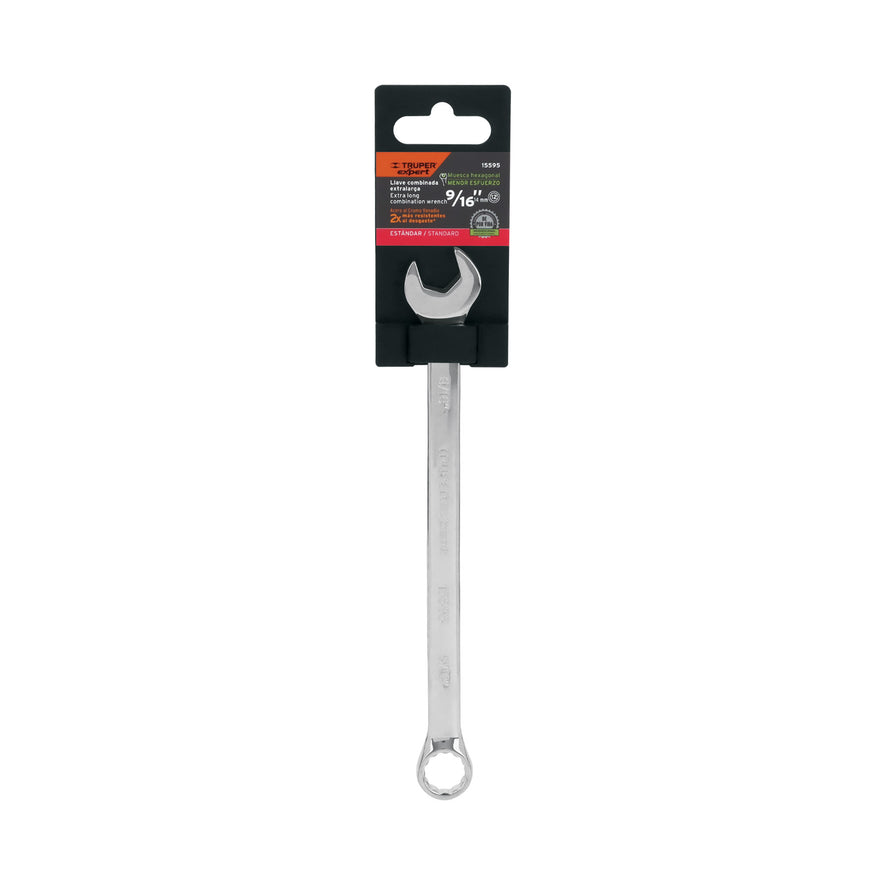 Llave combinada extralarga 9/16' x 220 mm de largo, Expert Caja con 6, 15595