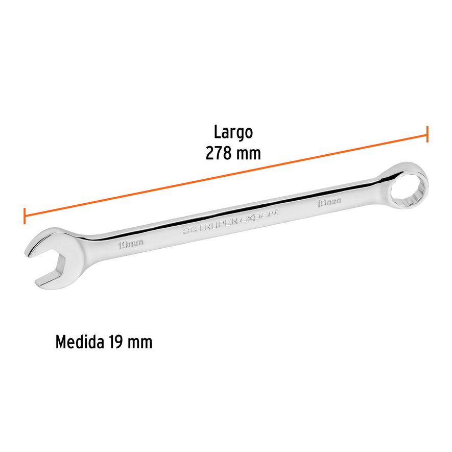 Llave combinada extralarga 19 mm x 278 mm de largo, Expert Caja con 6, 15623