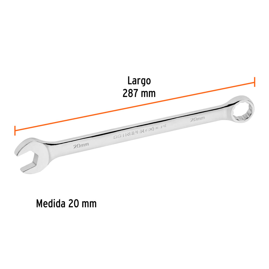 Llave combinada extralarga 20 mm x 287 mm de largo, Expert Caja con 6, 15624