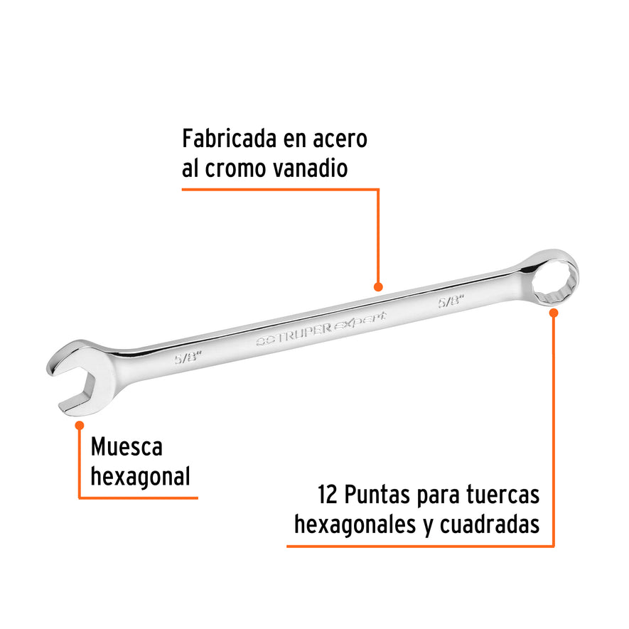 Llave combinada extralarga 5/8' x 240 mm de largo, Expert Caja con 6, 15596