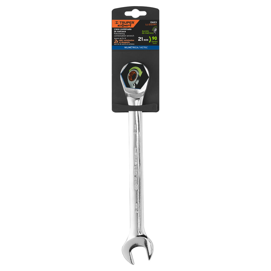 Llave combinada con matraca 21 mm x 278 mm largo, Expert Caja con 3, 13623