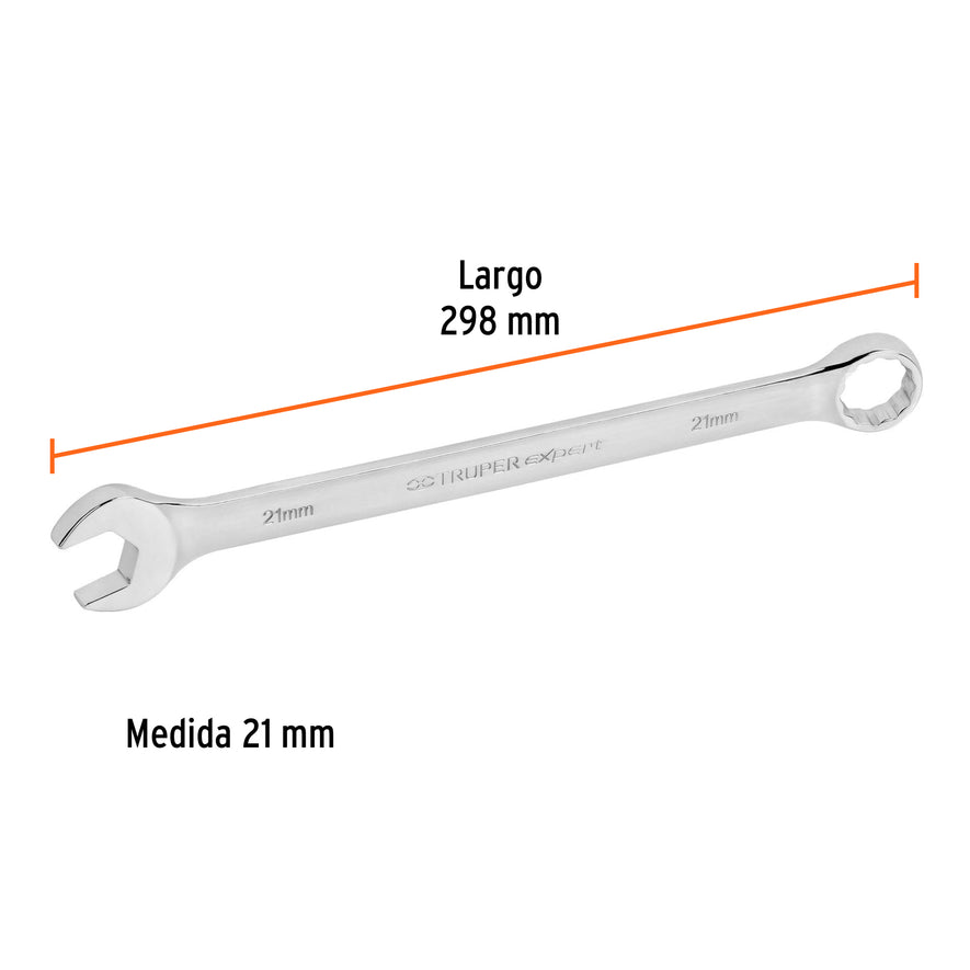 Llave combinada extralarga 21 mm x 298 mm de largo, Expert Caja con 6, 15625