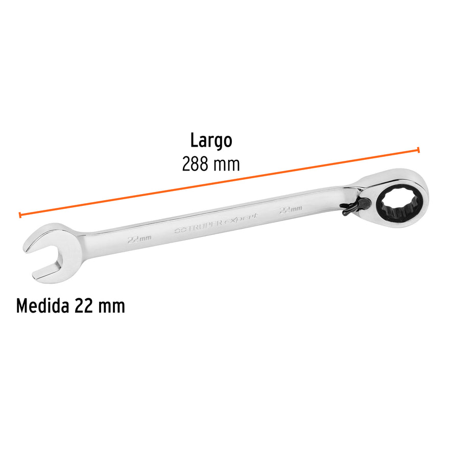 Llave combinada matraca reversible 22mmx288 mm largo, Expert Caja con 3, 13760
