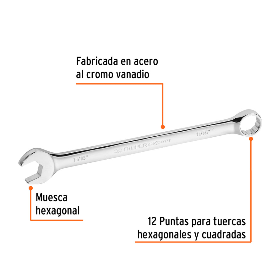 Llave combinada extralarga 11/16' x 259 mm de largo, Expert Caja con 6, 15597