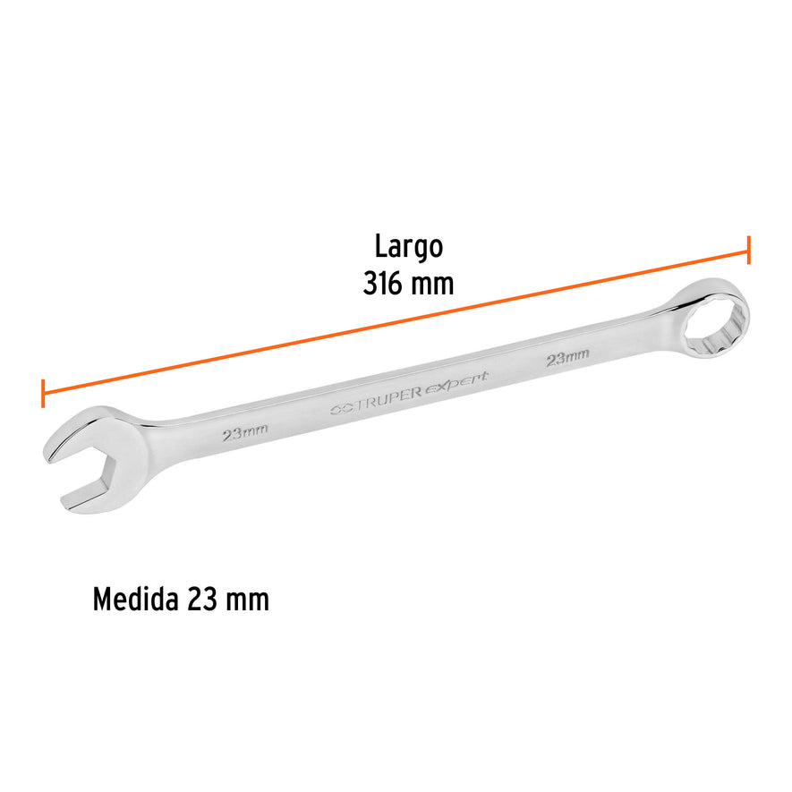Llave combinada extralarga 23 mm x 316 mm de largo, Expert Caja con 6, 15650