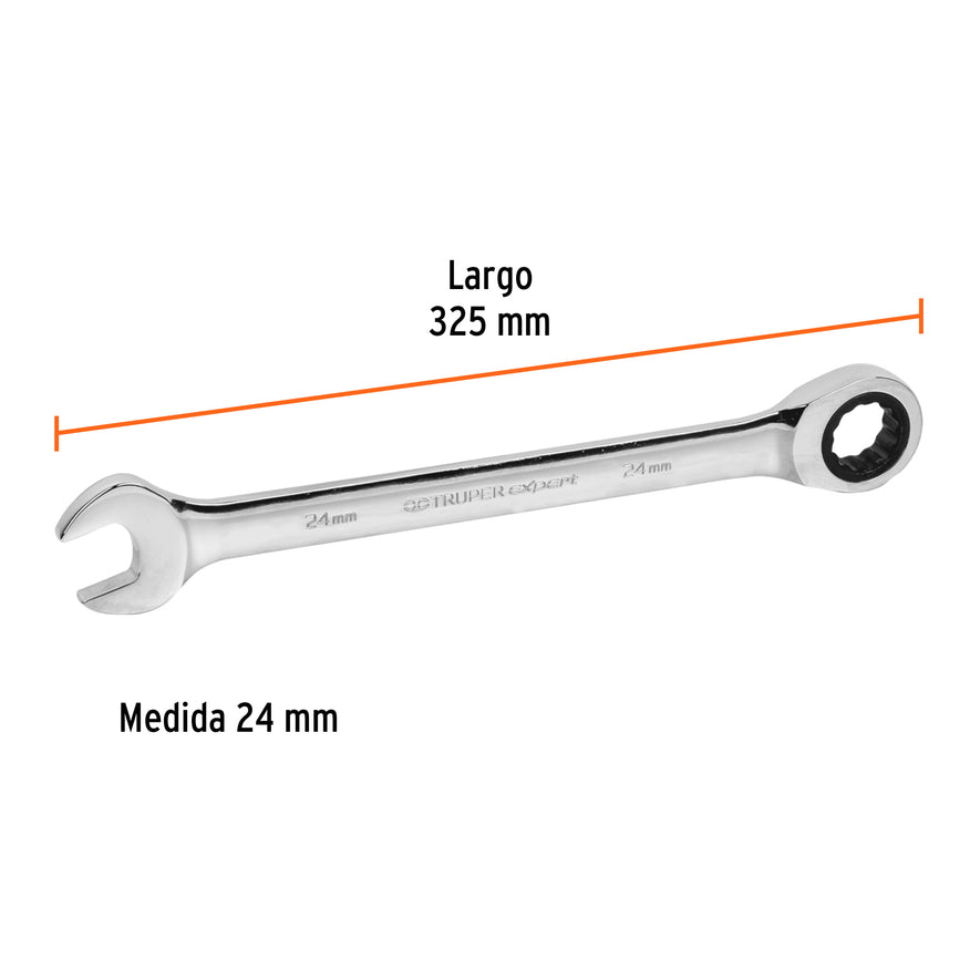 Llave combinada con matraca 24 mm x 325 mm largo, Expert Caja con 3, 13625