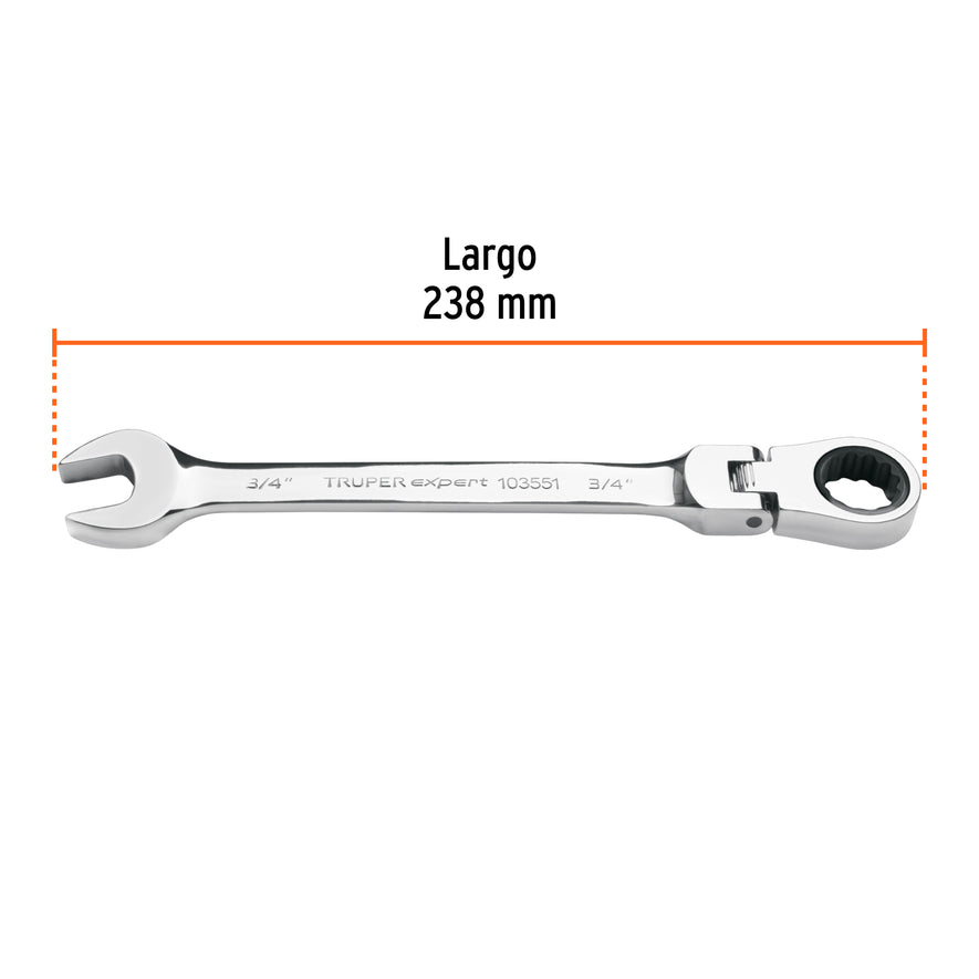 Llave combinada con matraca 3/4' flexible, Expert Caja con 3, 103551