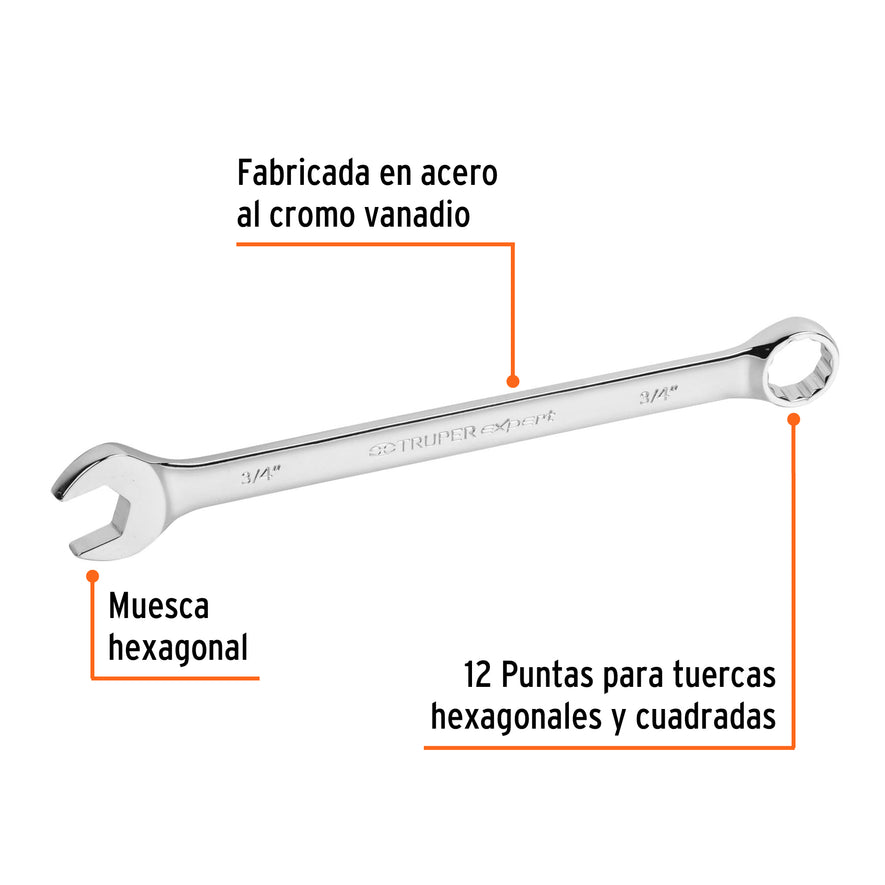 Llave combinada extralarga 3/4' x 278 mm de largo, Expert Caja con 6, 15598